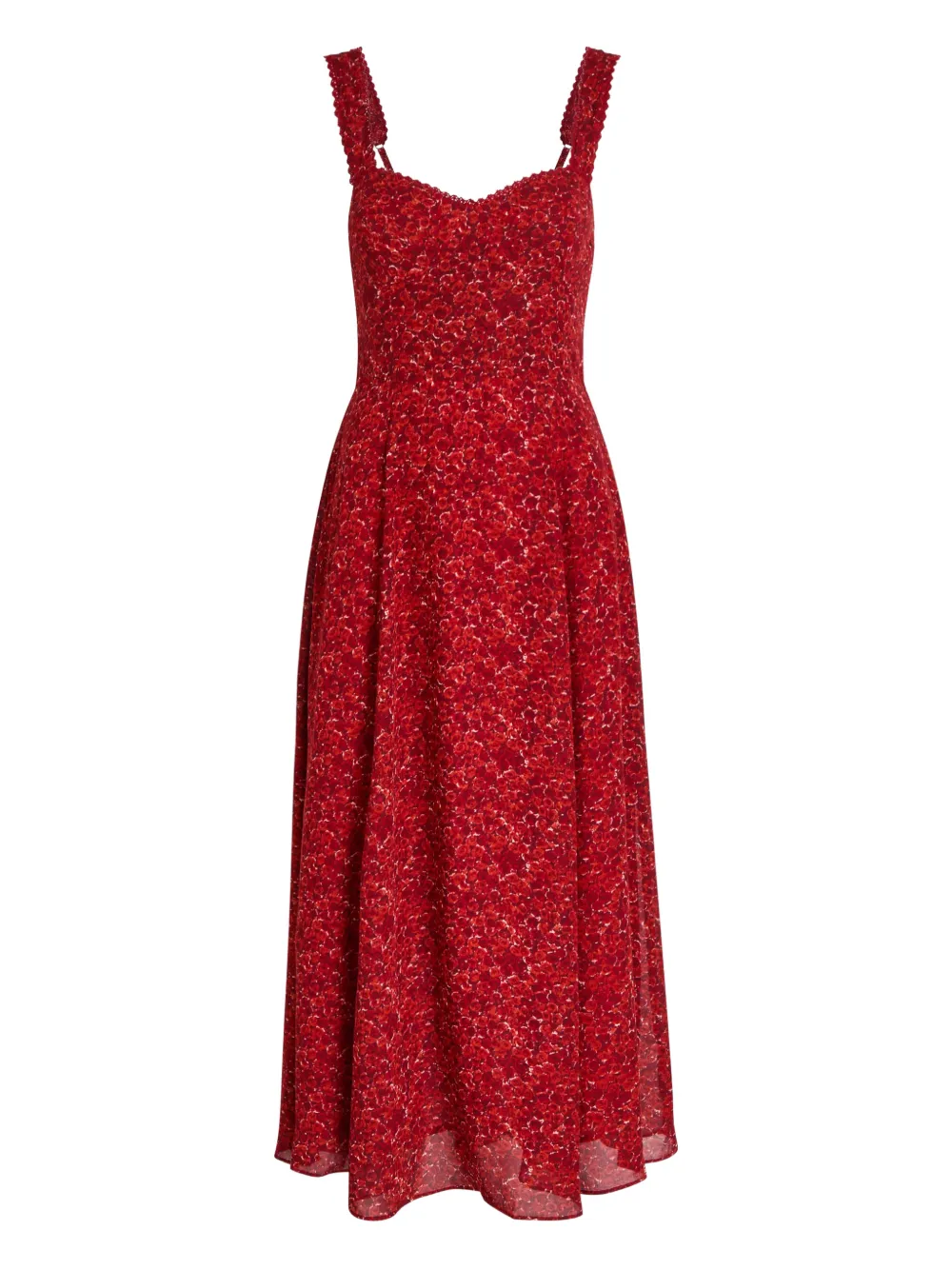 Reformation Floral Sleeveless Midi Dress In Red
