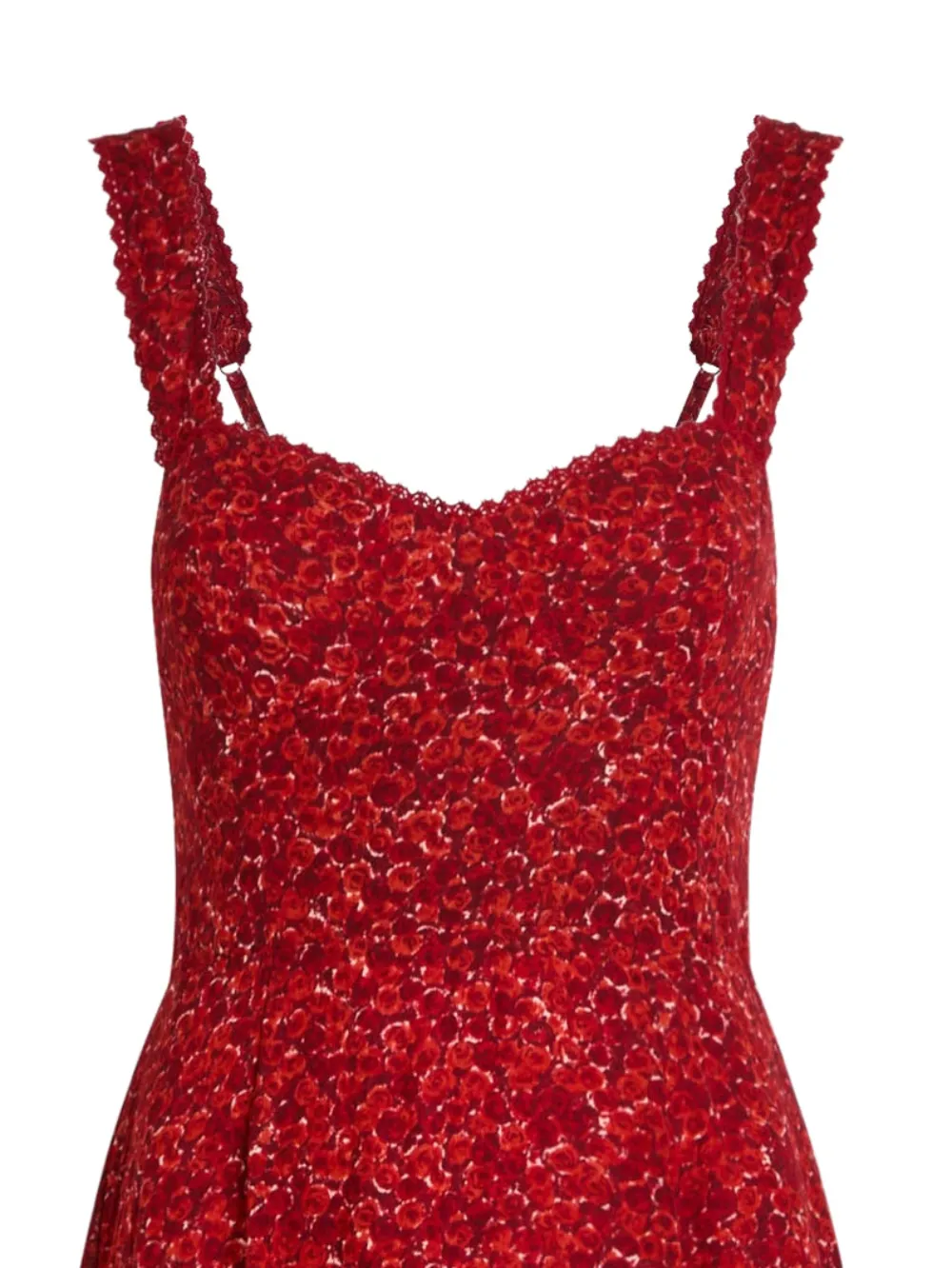 Reformation Jurk met bloemenkant - Rood