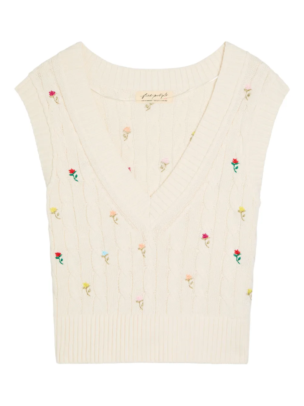 Free People Gilet Plumeria con ricamo a fiori - Toni neutri
