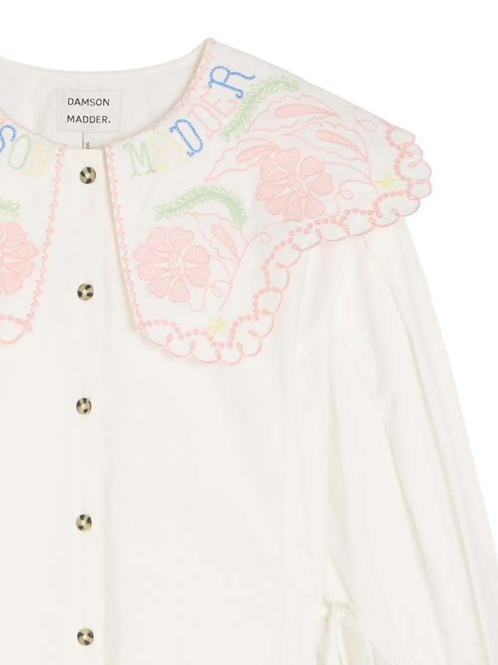 DAMSON MADDER Blouse met geborduurde bloemen en gewelfde kraag - Wit