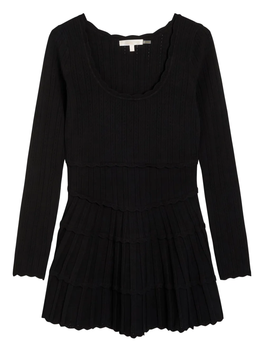 LoveShackFancy Abito con orlo a smerlo - Nero