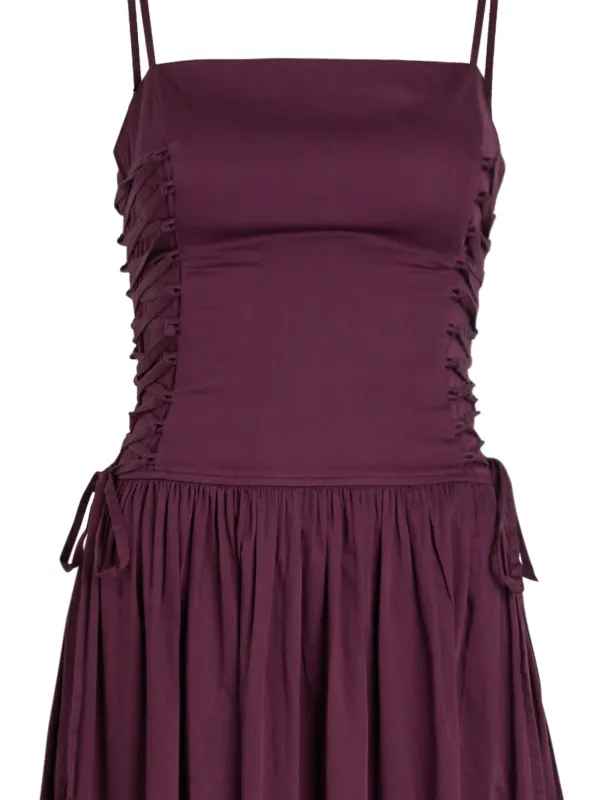 Damson Madder Ruched Lace-up Dress - Purple Damson Madder Ruched Lace-up Dress - Purple