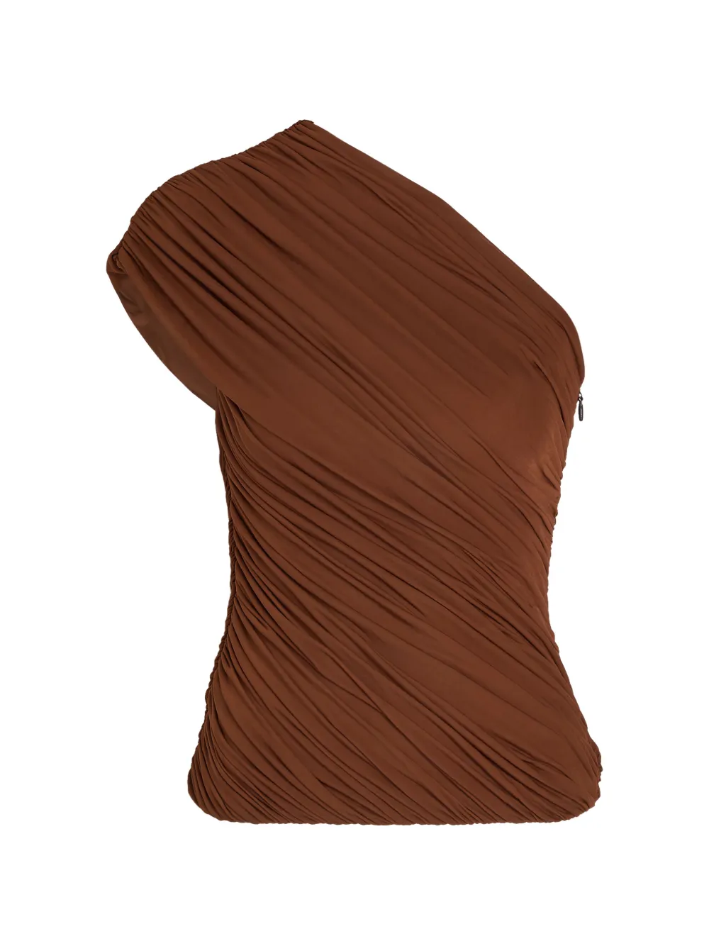 Ronny Kobo Camina one-shoulder ruched top - Marrone