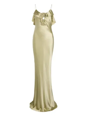 de la vali gold dress Amora Maxi Dress in Yellow Lace Tulle main image 0