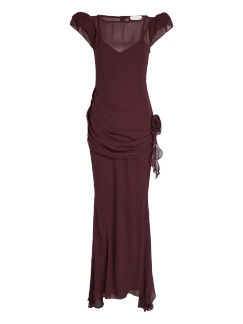 De La Vali robe longue drapée à fleurs