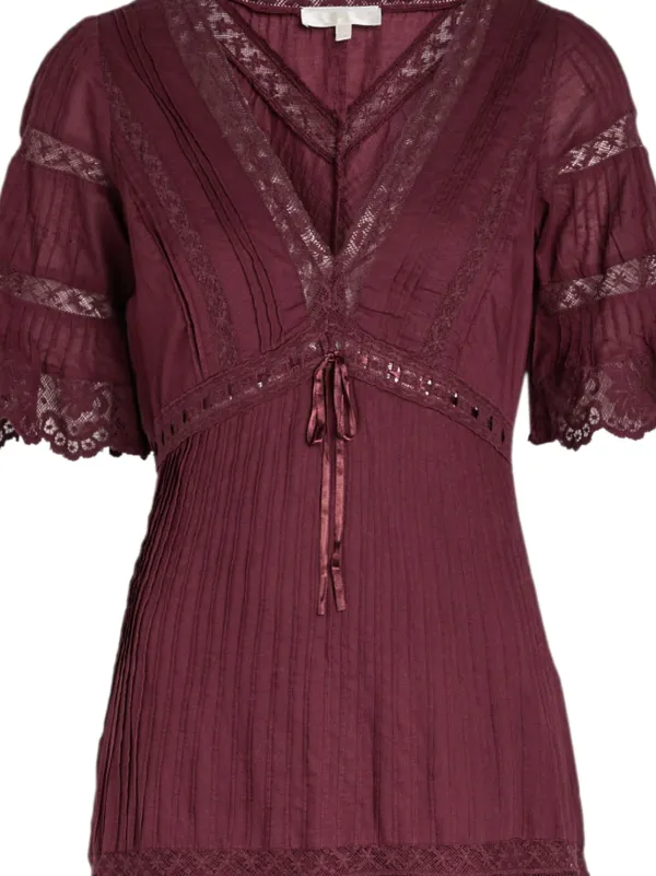 Loveshackfancy Marlowe Lace-detail Midi Dress - Red