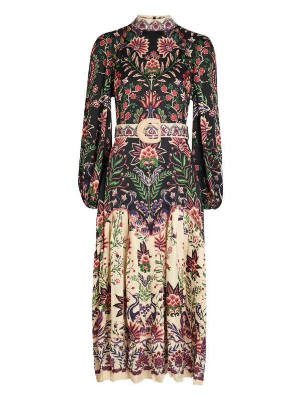 Farm Rio Belt-detail Midi Dress - Black Farm Rio Belt-detail Midi Dress - Black