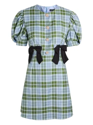 sister jane green dress bow-detail plaid-print | mo