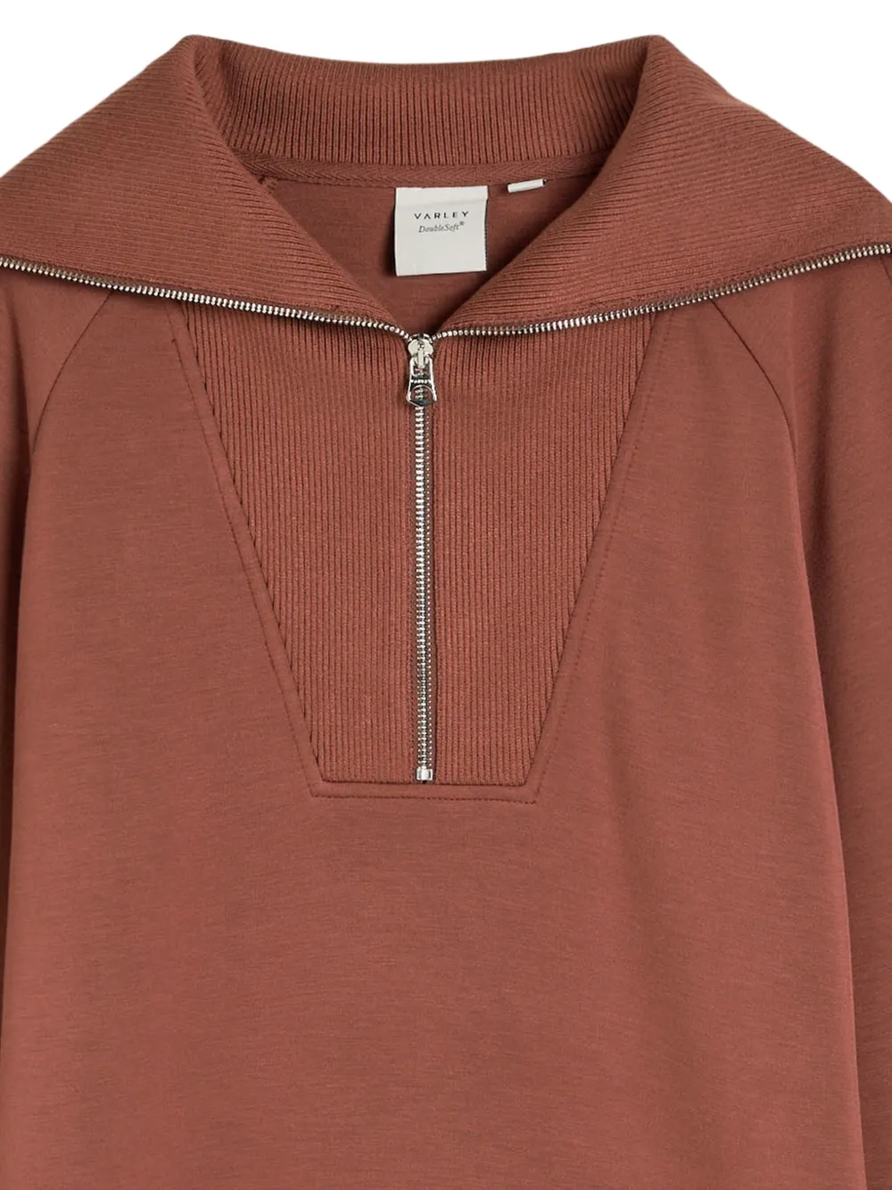 Varley Xina Zip Ribbed Sweater - Brown 