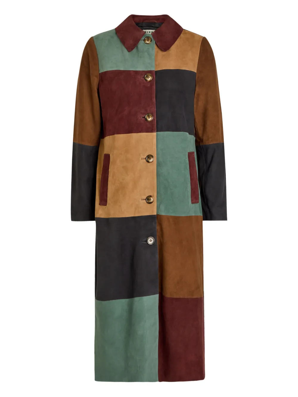 Rixo Cappotto Milly con design patchwork - Marrone