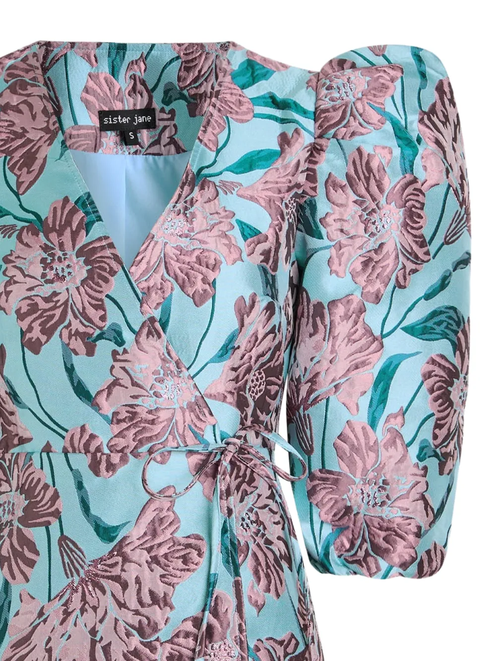 Sister Jane Jurk met pofmouwen en bloemenprint - Blauw