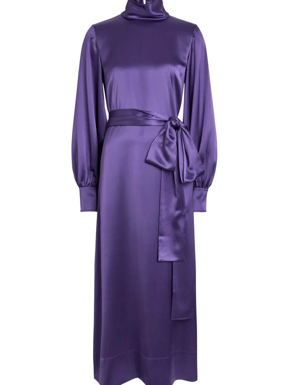  Joseph Cels Belted Satin Midi Dress - Purple 