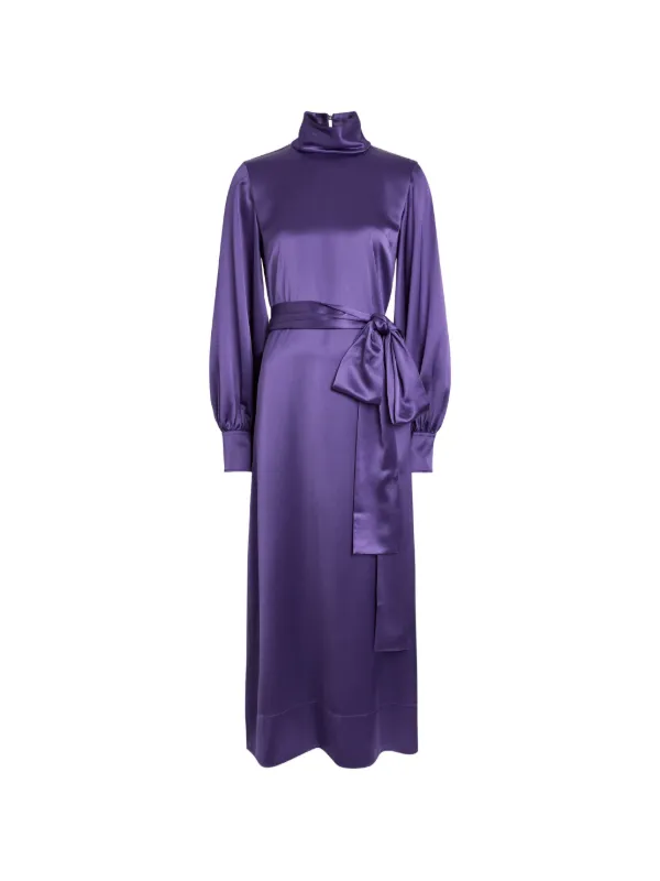 satin belted midi dress Ramy Brook Cecilia Belted Midi Dress in Saddle