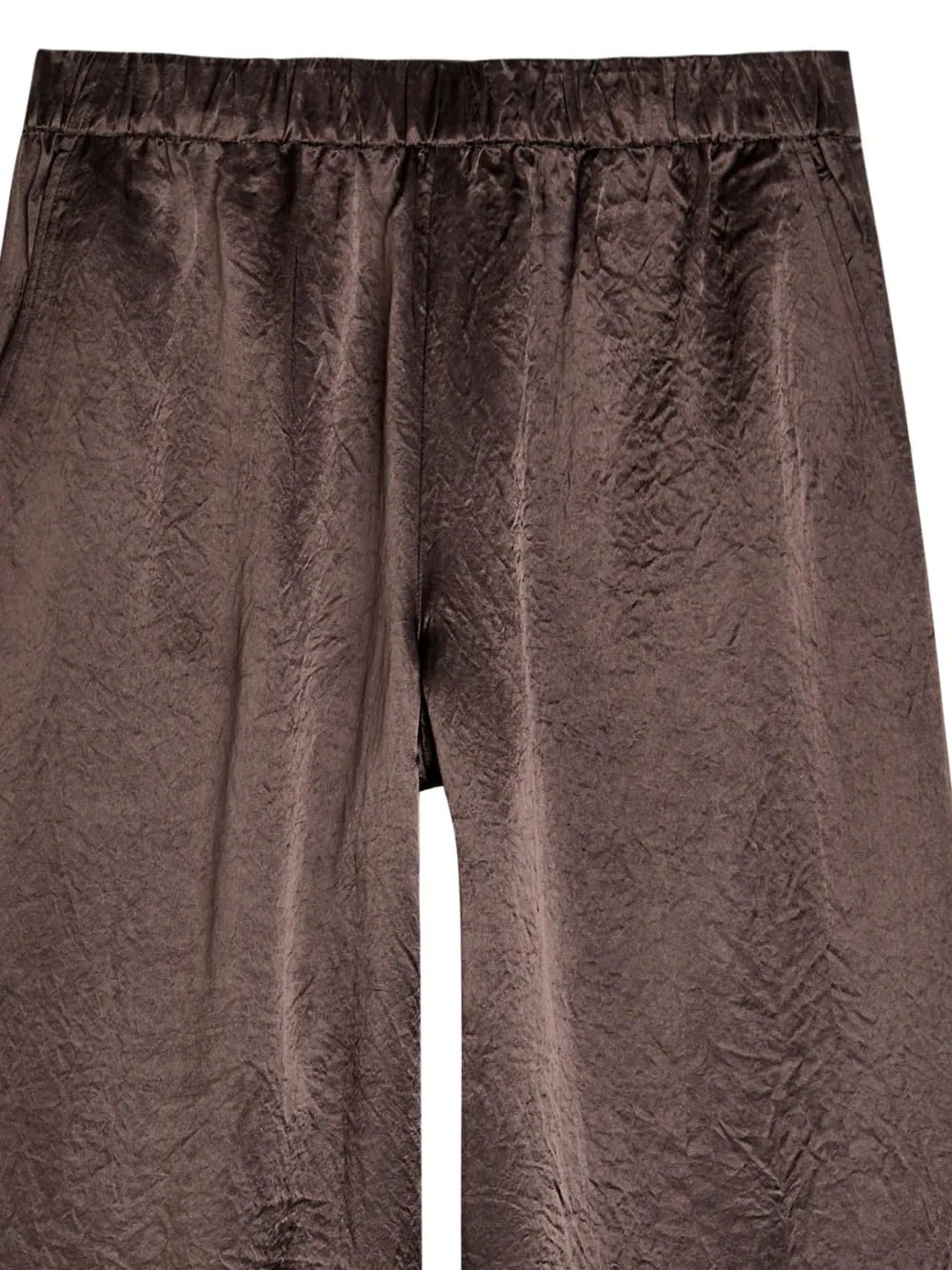 Eileen Fisher Gekreukte satijnen broek met wijde pijpen - Bruin