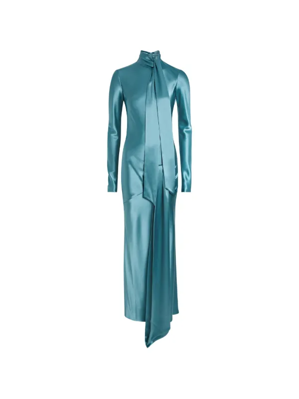 Galvan Emilie Tie Draped Midi Dress - Blue