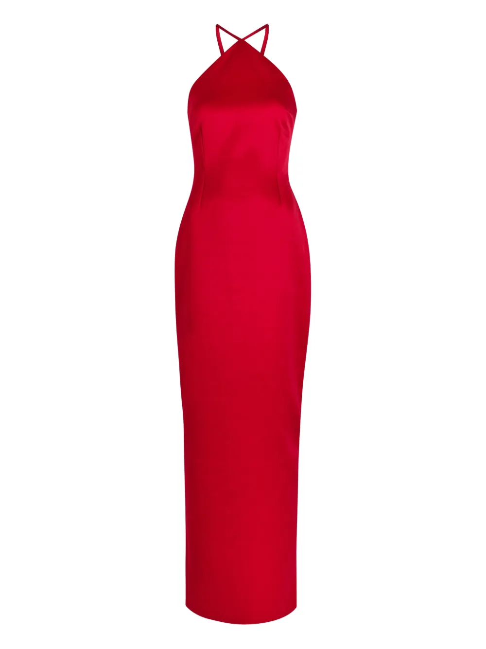 Solace London Fern halterneck satin maxi dress - Red