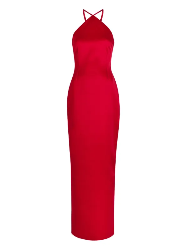 Solace London Fern Halterneck Satin Maxi Dress - Red Solace London Fern Halterneck Satin Maxi Dress - Red