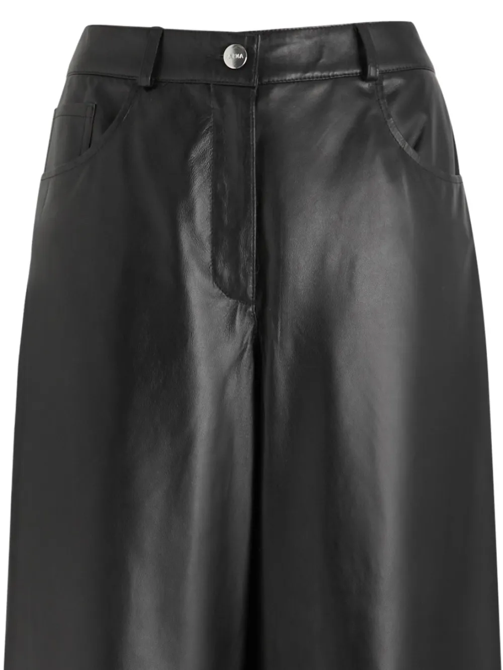 Arma Catania leren broek met knopen - Zwart