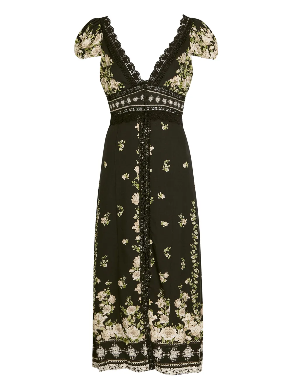 alice + olivia Abito midi Rose a fiori - Nero