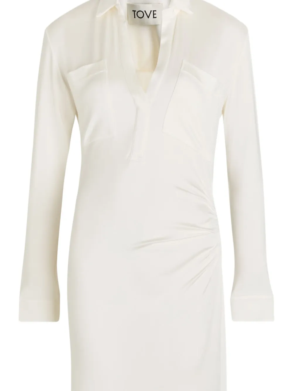 TOVE Maxi-jurk met kraag en borstzakken - Beige