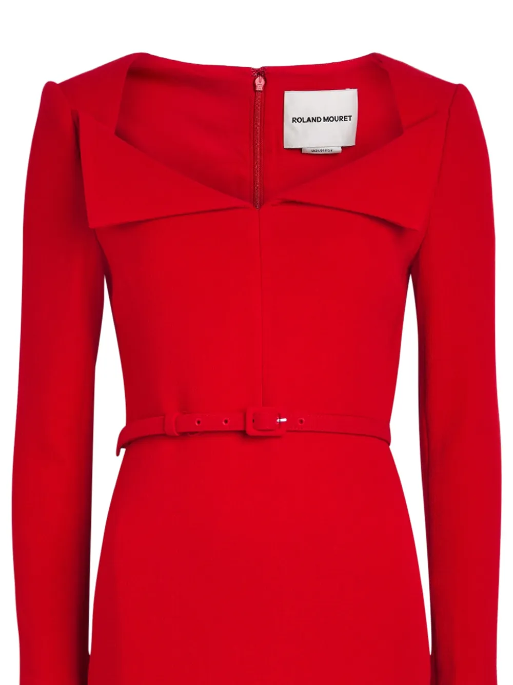 Roland Mouret Jurk met ceintuur en vierkante hals - Rood