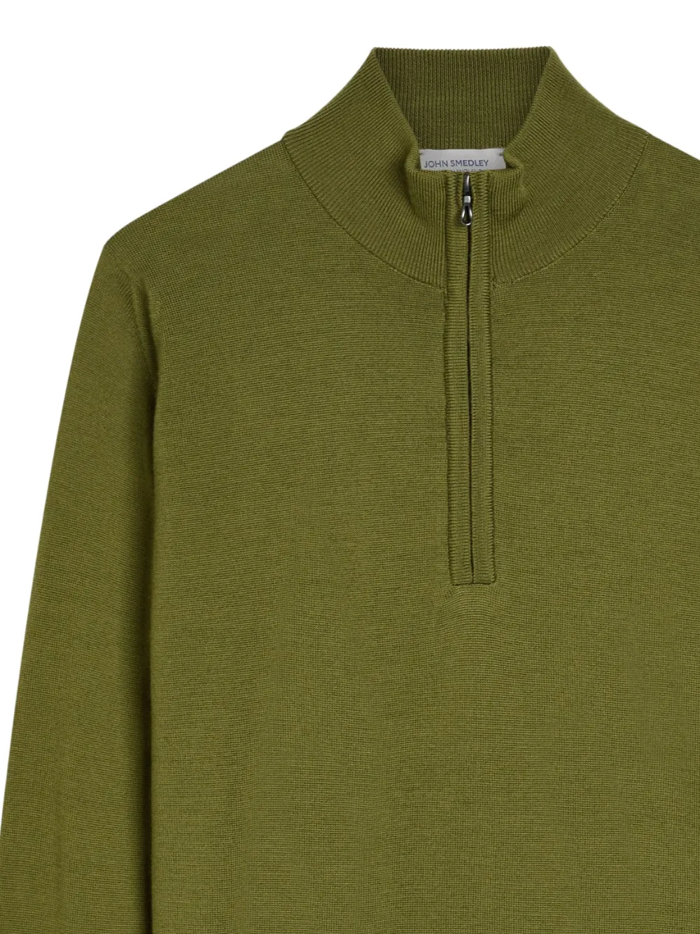 John Smedley Trui met ritskraag - Groen