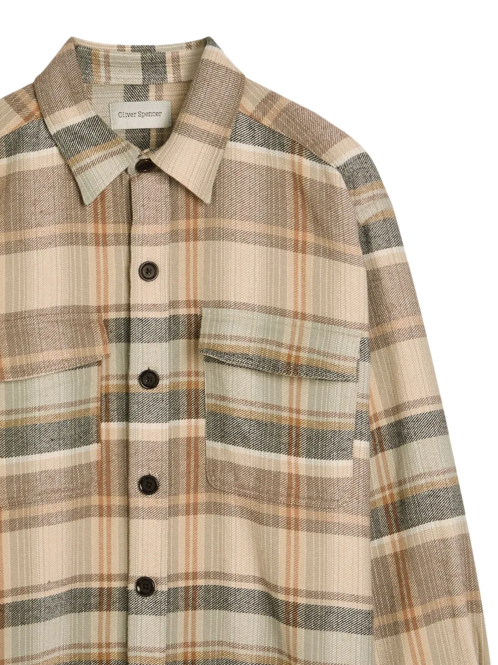 Oliver Spencer Geruit overhemd - Beige