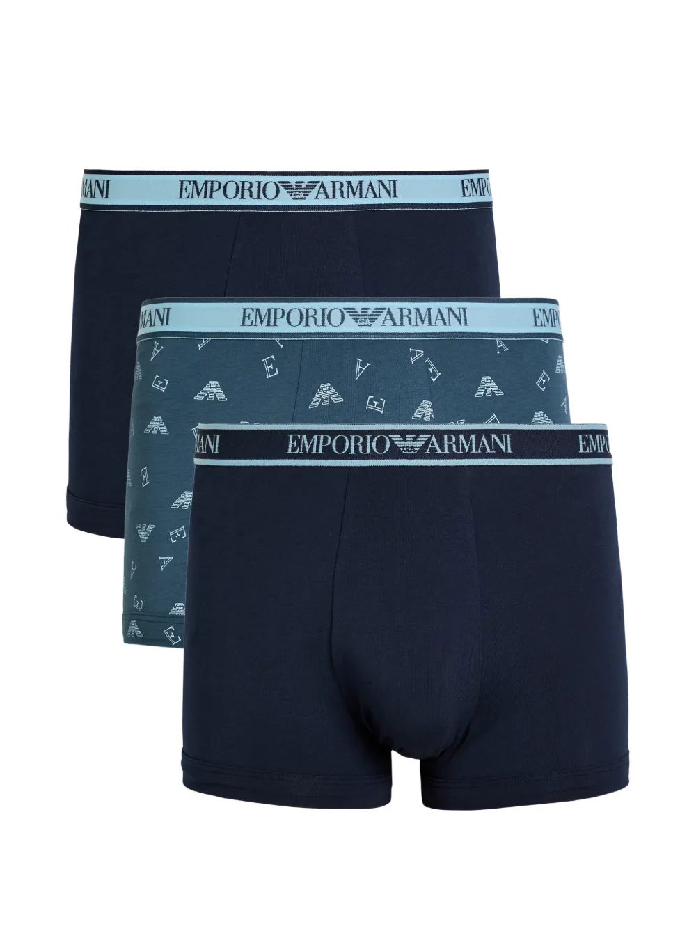 Emporio Armani logo-waistband boxers (set of three) - Blu