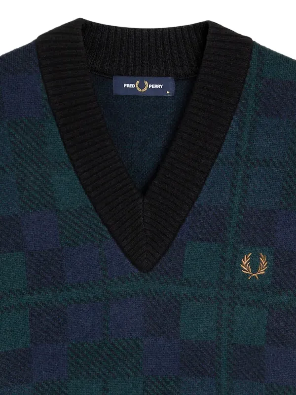 Fred Perry チェック Vネックセーター | ブルー | FARFETCH JP