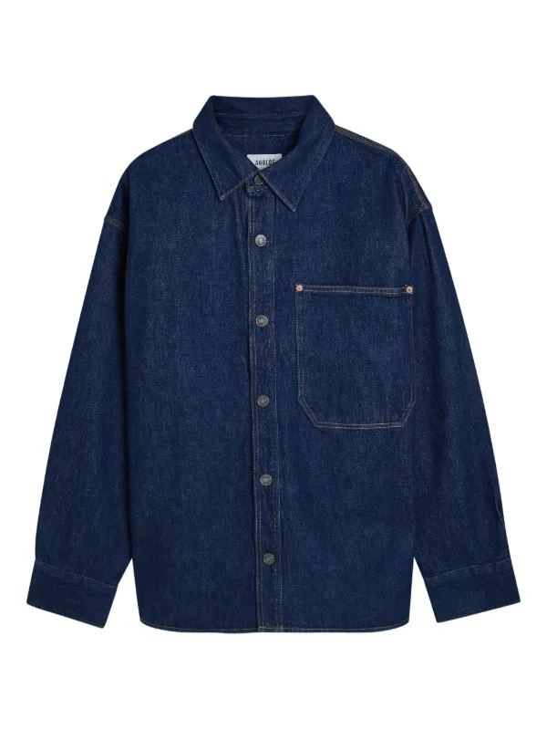 Agolde Buttoned Pocket Overshirt in Blue
