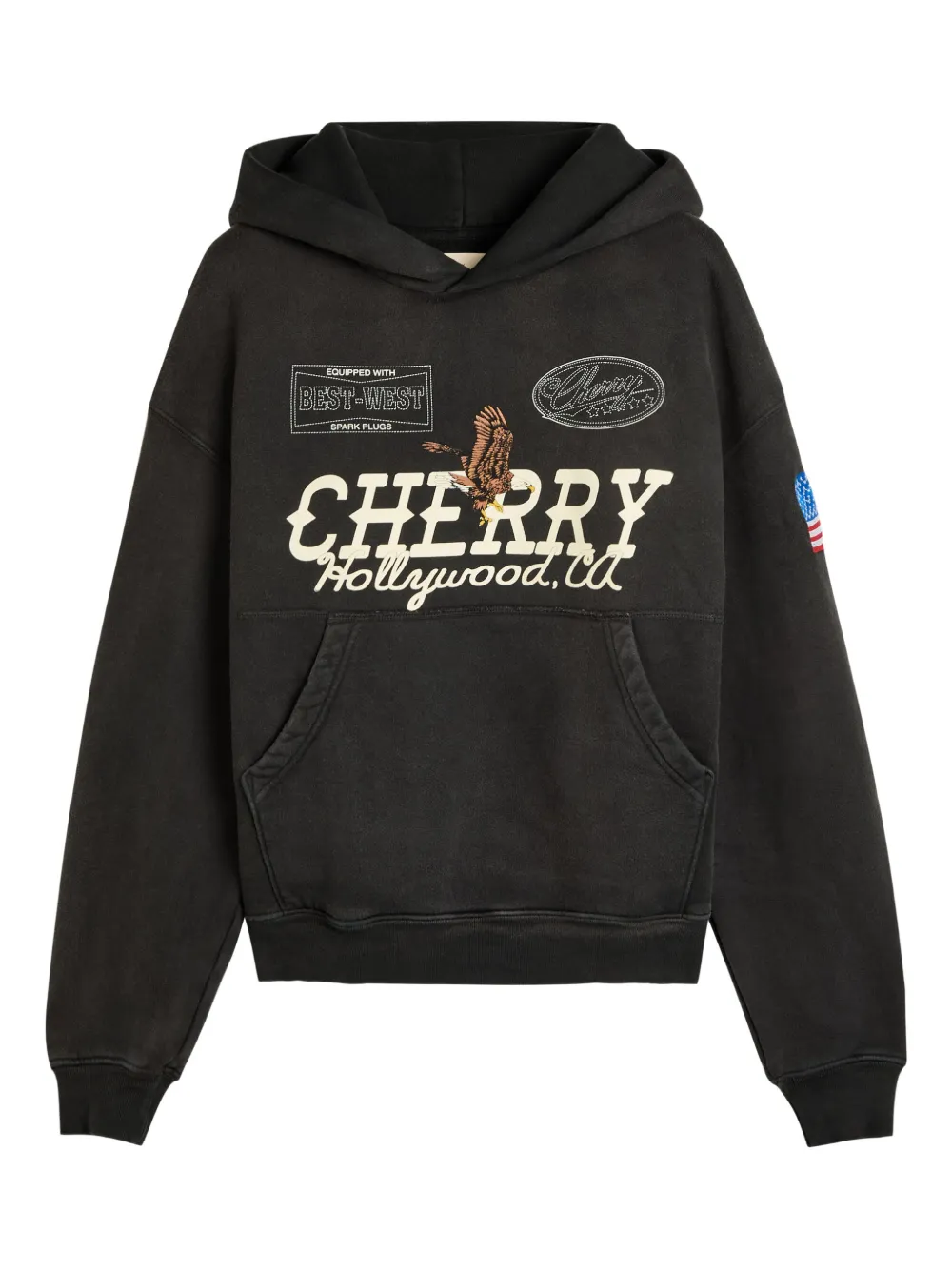 Cherry LA graphic-print hood hoodie - Black
