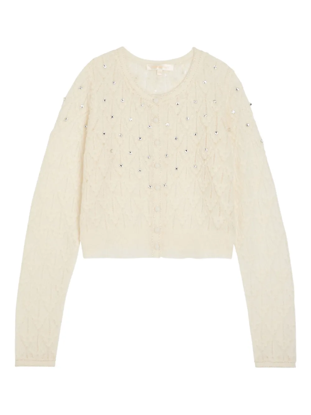 LoveShackFancy embellished pointelle-knit cardigan - Neutrals