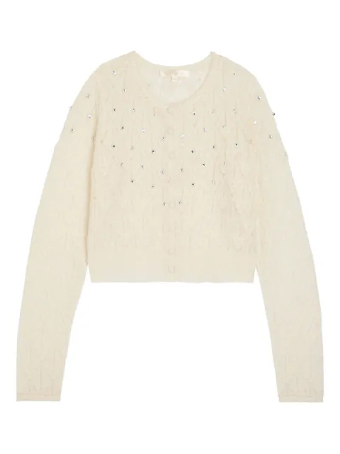 LoveShackFancy — embellished pointelle-knit cardigan