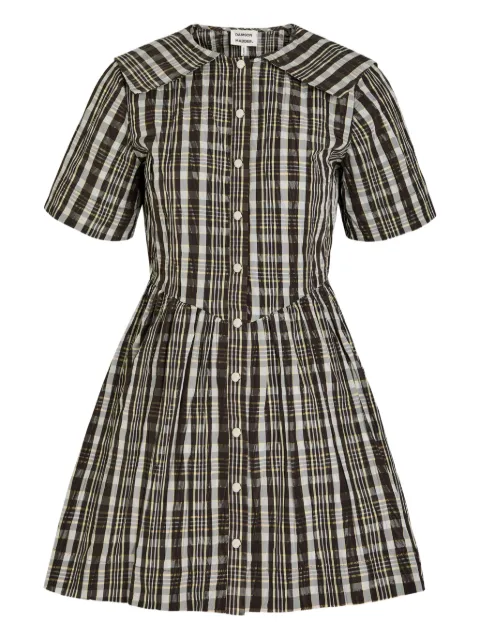 DAMSON MADDER Miley checked buttoned mini shirt dress