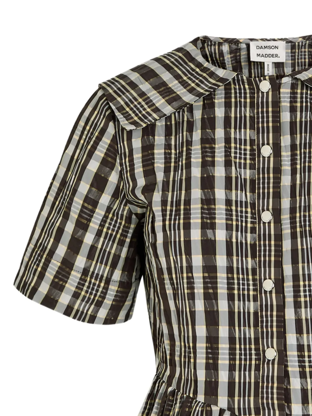 DAMSON MADDER Miley geruite blousejurk met knopen - Grijs