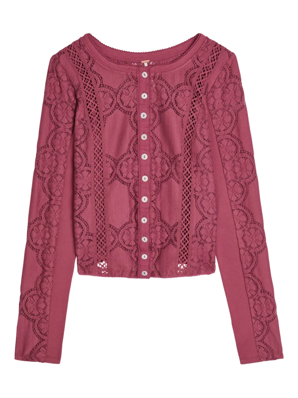 Free People Cardigan in pizzo a fiori - Rosso