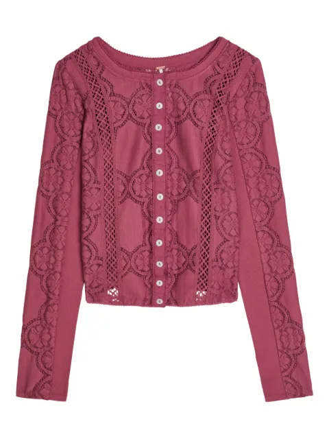 Free People floral-lace button-up cardigan 