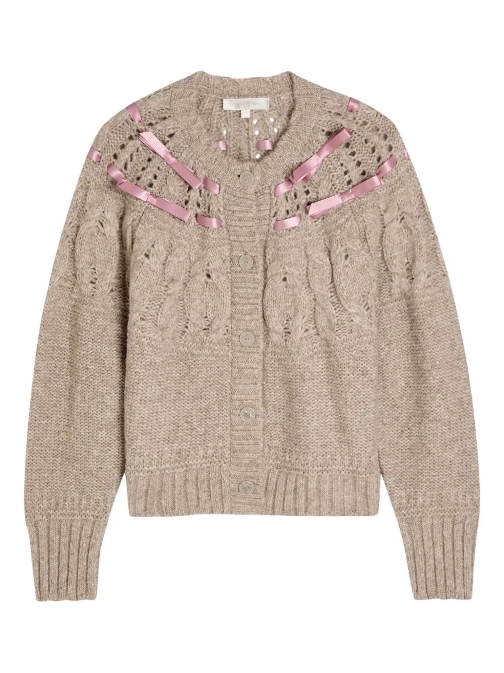 LoveShackFancy Cardigan con nastro - Toni neutri