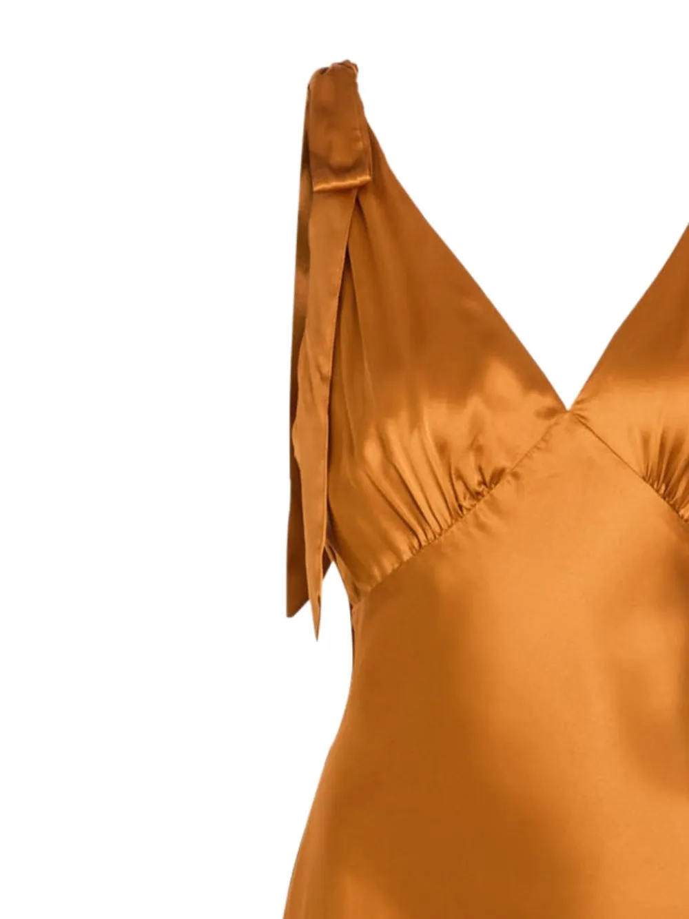 Reformation Maxi-jurk met gestrikt bandje en V-hals - Oranje