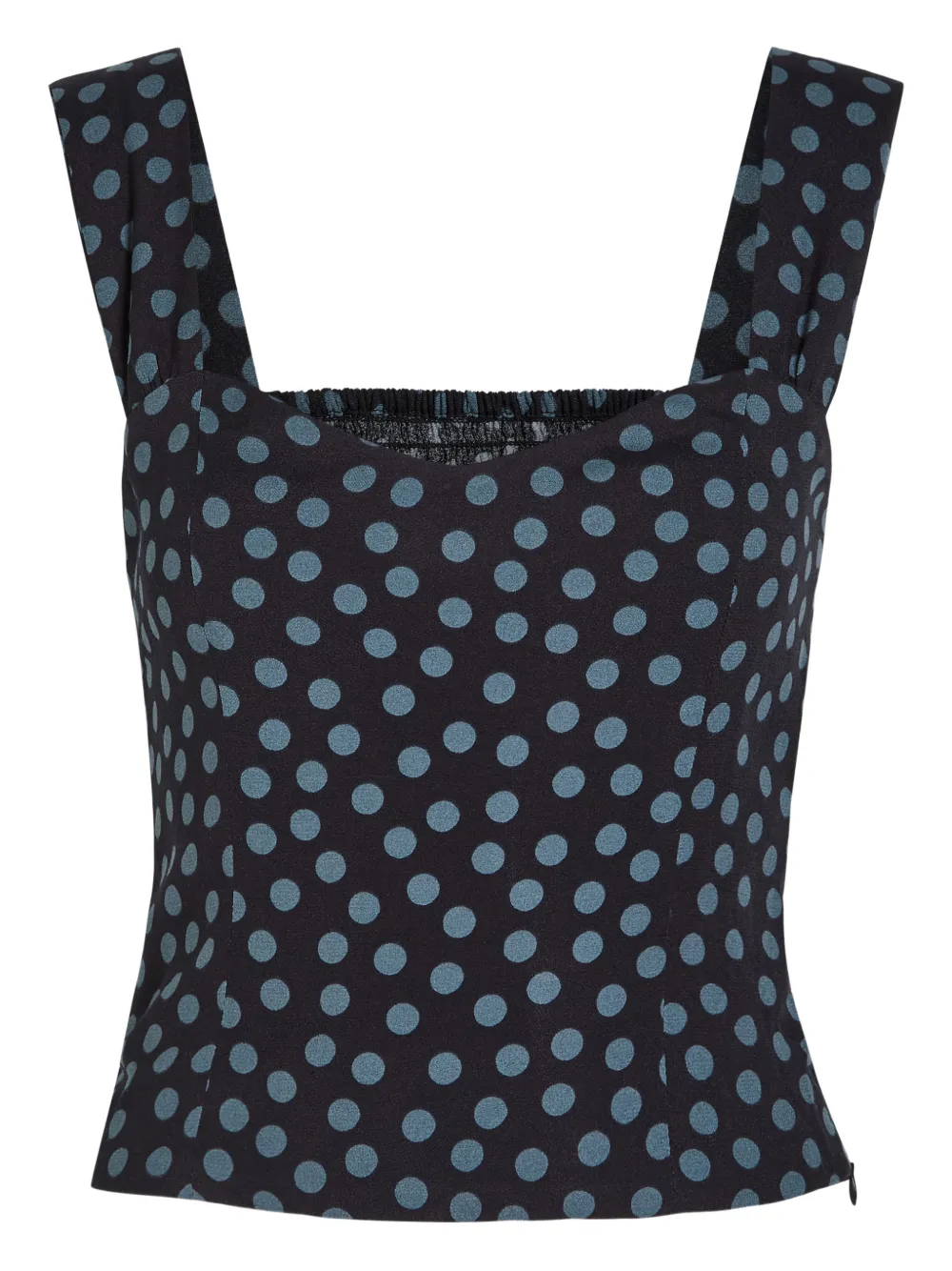 Reformation Hester Polka Dot Strap Top In Black