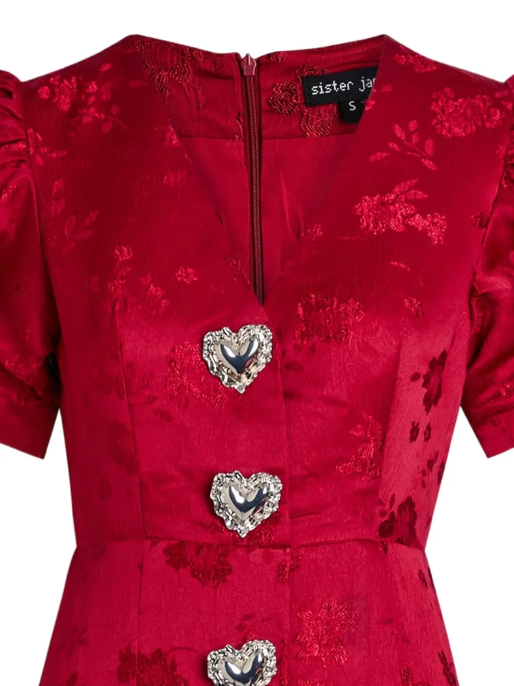 Sister Jane Carnival jurk verfraaid met pofmouwen - Rood