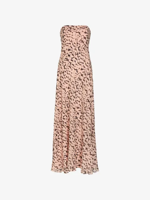 STAUD Cassie tortoise-print silk maxi dress