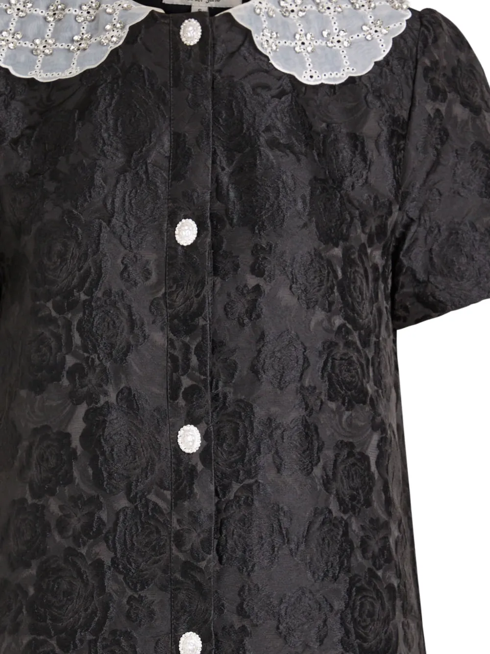  Sister Jane Round-collar Buttoned Dress - Black 