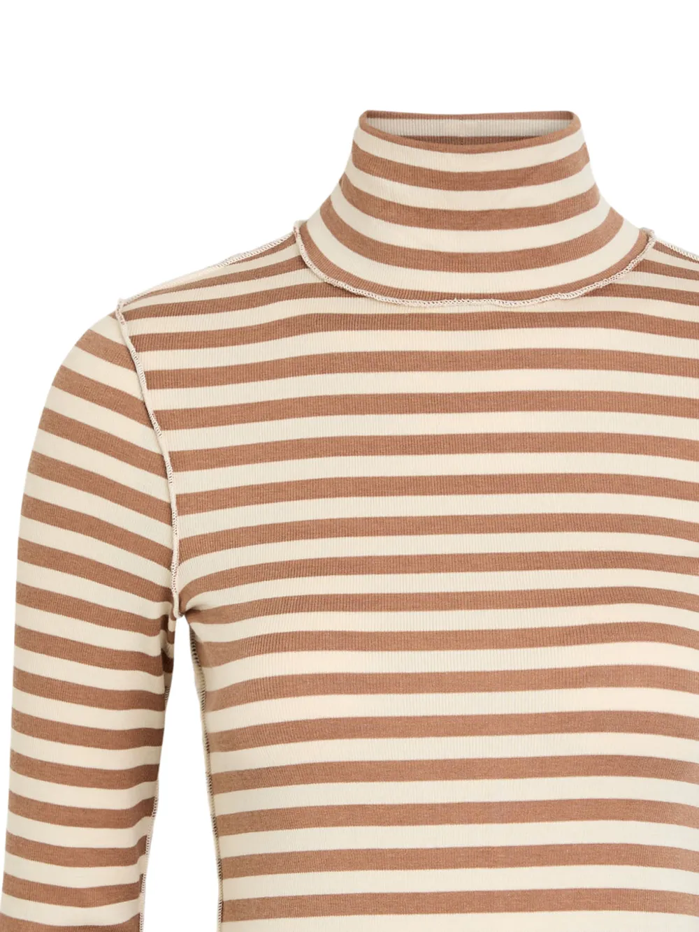  Free People Striped Roll-neck Top - Brown 
