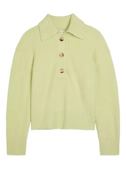 Free People polo-collar long-sleeve sweater