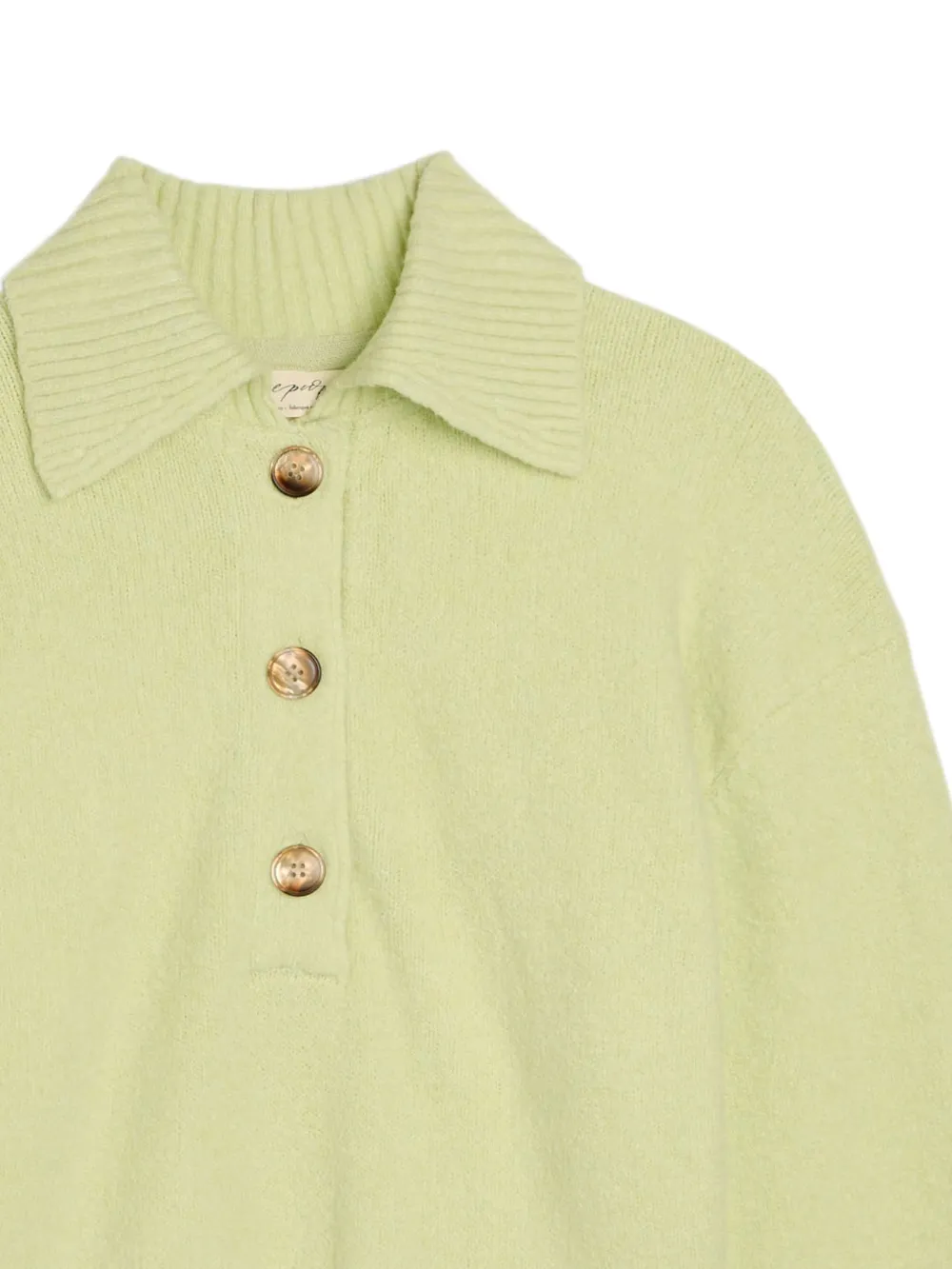  Free People Polo-collar Long-sleeve Sweater - Green 