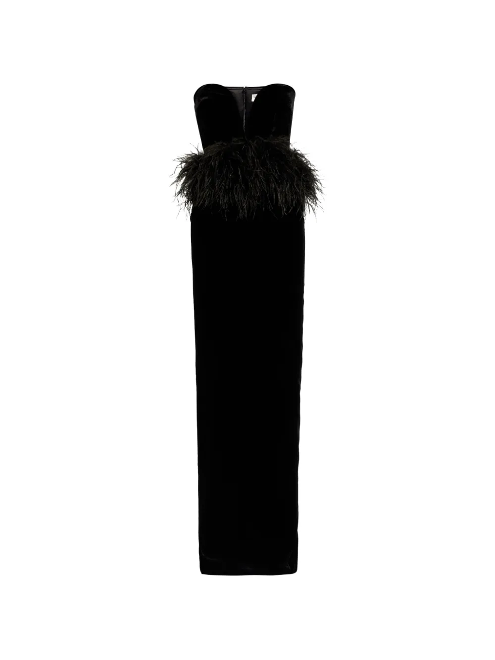 The New Arrivals Ilkyaz Ozel Sienna feather strapless maxi dress - Black