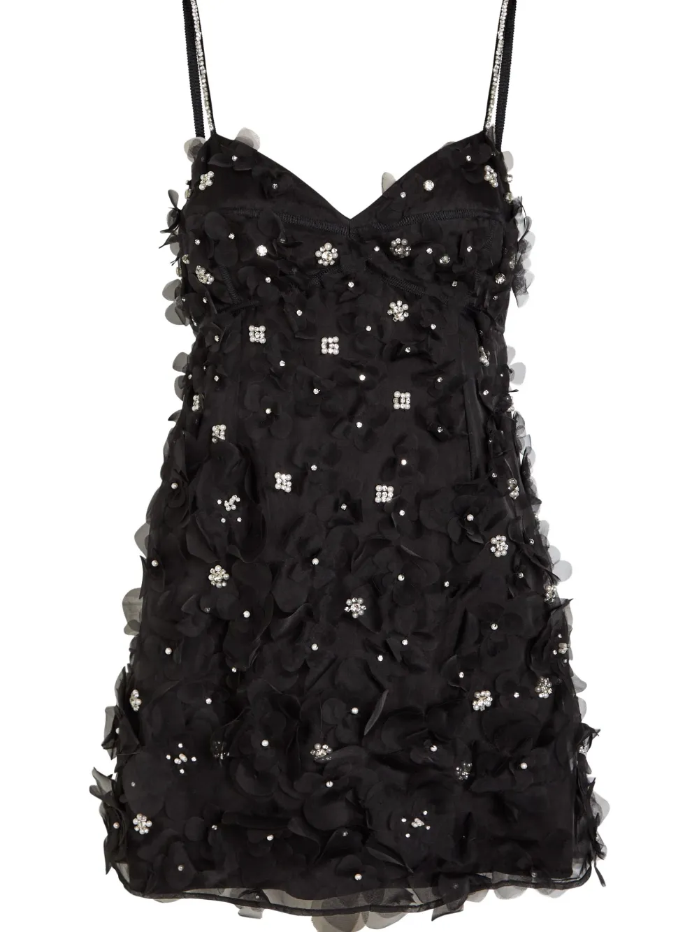 LoveShackFancy Ambessa verfraaide mini-jurk - Zwart