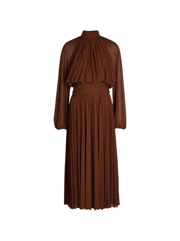 Ronny Kobo Blythe Pleated high-neck Midi Dress | Brown | FARFETCH Ronny Kobo Blythe Pleated high-neck Midi Dress | Brown | FARFETCH