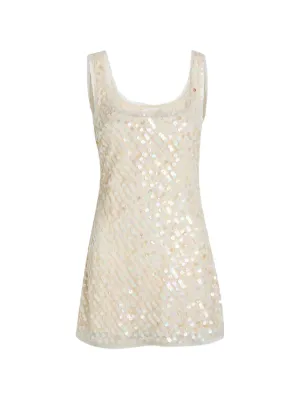 LoveShackFancy Sequin Scoop Neck Dress | Neutrals | FARFETCH KW